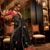 Black Saree for Sankranti Soft Silk Saree Zari Weaving Saree Sankranti Festival Saree Black Silk Saree Traditional Saree for Festival Festive Saree for Women Contrast Blouse Saree Elegant Black Saree Designer Silk Saree Indian Saree for Sankranti Wedding Saree Festive Saree with Zari Black Saree with Contrast Pallu Luxury Soft Silk Saree Traditional Indian Wear for Sankranti