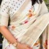 Dola Silk saree Dola Silk saree price Dola Silk saree party wear White saree Off White saree White saree with golden border White saree for wedding